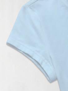 SHEIN Qutie Women's Strawberry Jam Print Crew Neck Short Sleeve T-Shirt - Baby Blue - View 4