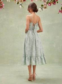 L'Amorae Vestido estilo casual de vacaciones de unicolor con bordado calado