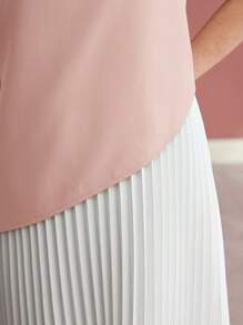 MOTF PREMIUM 褶饰拼色连衣裙 - 粉色 - 查看 2