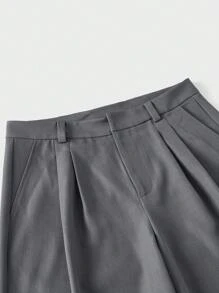 SHEIN Forever 21 男式灰色梭织面料休闲拉链百慕大短裤 - 灰色 - 查看 3