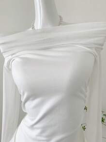 Chiquease Conjunto de 2 Peças com Top Elegante de Chiffon Ombro à Mostra Assimétrica e Saia Rodada, Primavera/Verão