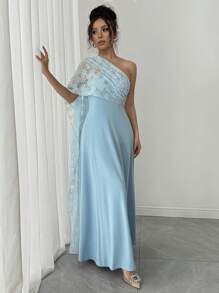 SHEIN Unity Women's Strapless Mermaid Tail Decor Dress - Blue - View 5