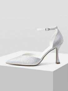 MOTF PREMIUM RHINESTONE POINT TOE ANKLE STRAP PUMPS - Chantilly - View 4