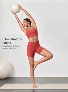 GLOWMODE Celana Pendek Biker FeatherFit™ Crossover Cutie 4,3 inci, Olahraga Ringan untuk Bersepeda, Lari, dan Latihan di Gym Musim Panas - Debu Kosmik Merah - View 6