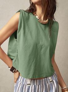 Bohemela 女式度假无袖圆领背心 - 綠色 - 查看 6