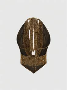 ROMWE Hippie Y2K 复古性感金属项链装饰深 V 豹纹闪亮露背吊带短款上衣