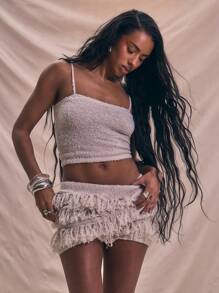 MUSERA Textured Knit Thin Strap Fitted Cami Top Sexy Elegant  Soft Serve Ibiza Festival Holiday Beach Christmas,Elegant