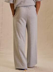 Musero Men Drawstring Waistband Wide Leg Joggers Bottom Only - Grey - View 4