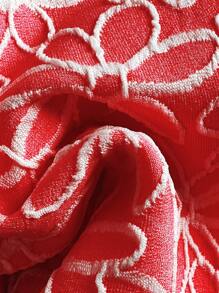 SHEIN Swim Bộ 2 món/Bộ đồ bơi nữ vải họa tiết hoa bãi biển mùa hè hoa vàng và quần bikini dây mảnh xẻ cao, đồ tắm, trang phục đi nghỉ - Đỏ - Xem 3