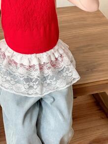 DAZY 女童蕾丝半身裙，春夏款 - 白色 - 查看 6