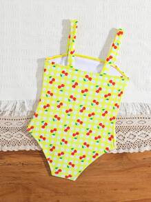 SHEIN 1pc Young Girl Simple Fashion Swimsuit, Suitable For Summer