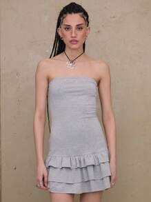 COUREZ Vestido Curto Bandeau Estilo Y2K com Saia Rara, Vestido de Verão de Algodão Vintage