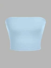 SHEIN EZwear 3pcs/Set Women's Blue And White Strapless Slim Fit Casual Tops, Summer - Multicolor - View 7