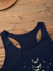 SHEIN LUNE Women's Casual Racerback Tank Top, Suitable For Summer,Summer Top - Navy Blue - View 5