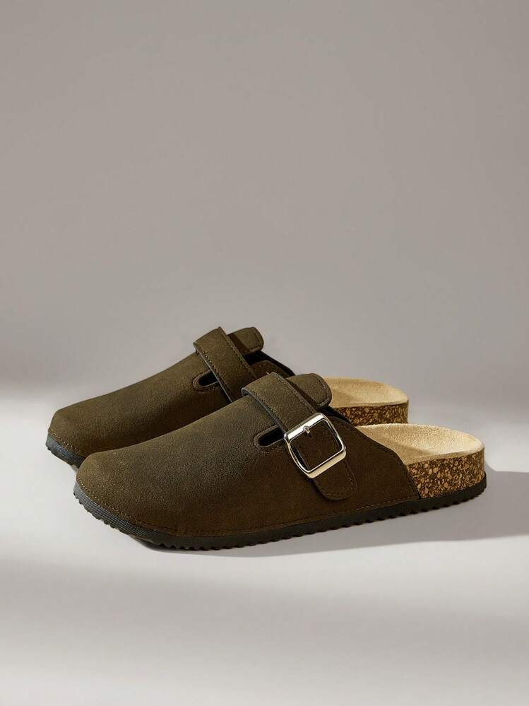 Solecia 女士时尚厚底方形扣拖鞋，与女鞋搭配 - 棕色 - 查看 6