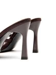 CUCCOO CHICEST New Fashion Versatile Crystal Bow Decoration Strap Stiletto High Heel Sandals For Christmas Elegant Shoes - Brown - View 5