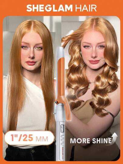 SHEGLAM HAIR It-Curl Curling Iron,Curling Iron,Hair Curler,25mm Hair Curling Wand,LED Display & 5 Temperature Settings,Quick Preheating & No Waiting,Hair Care Without Damaging Hair,Anti-Stuck Hair Design,Auto Off Suitable For All Hair Types - EU Plug Graduation Birthday Holiday Summer Winter Autumn Women Makeup Party Beach Travel Camping Outdoors School Campus Festivals Decor Gift Present Rose Girl Best Color Charm Vibe Pink Christmas New Year Thanksgiving Day Valentine's Day