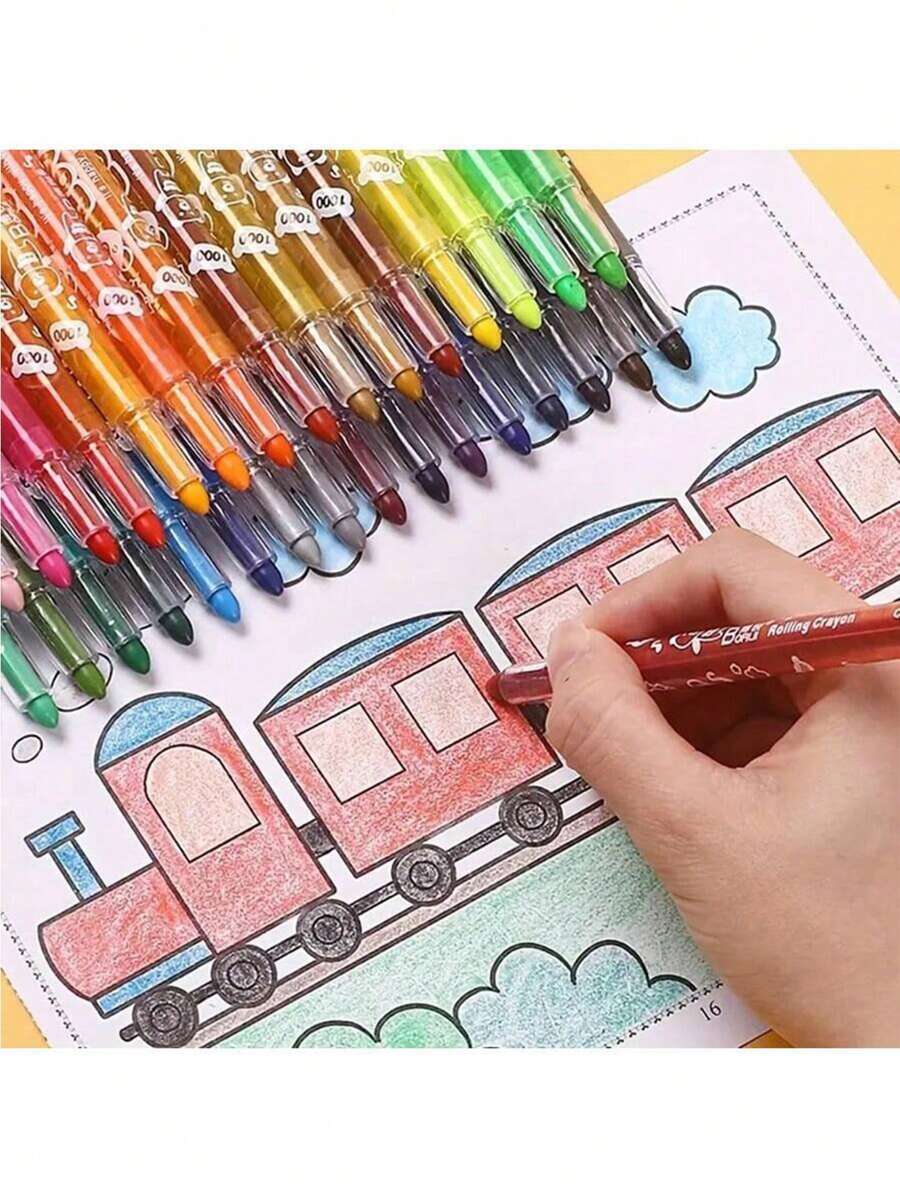 1 套 24 色绘画笔旋转蜡笔儿童不脏手幼儿园彩色画笔学生彩色油画棒绘画套装、儿童美术绘画用品(包装随机)、蜡笔、着色套装、儿童美术和手工艺品、彩色笔、蜡笔、儿童美术和手工艺品、美术材料套装、儿童蜡笔、儿童蜡笔、款式和颜色随机、返校、学校用品 - 彩色 - 查看 1