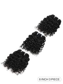 杰瑞卷发束带扣巴西真人发束 3 件套 6 英寸接发自然色