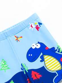 4pcs/Set Young Boy Comfortable Dinosaur & Shark Print Swimming Trunks - Multicolor - View 7