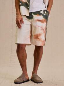 Musero Men Longline Abstract Print Cargo Shorts Bottom Only - Multicolor - View 2