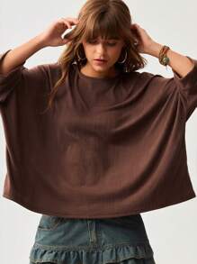 SHEIN LUNE Women Casual Loose Long Sleeve T-Shirt, Comfortable Family Wear For Spring