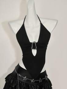 SHEIN ICON American Sexy Cami Top, Summer,Rave Top - Black - View 6