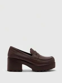 CUCCOO BIZCHIC 女士休闲咖啡棕色 PU 皮革厚底经典乐福鞋，适合通勤、约会、聚会、购物、度假、校园等。 - 棕色 - 查看 8