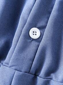 SHEIN Young Girl Lace Trim Off Shoulder Simple Fashion Jumpsuit, Suitable For Summer - Medium Wash - View 3