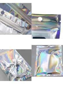 50/100 Túi Mylar Holographic - Bao bì giấy bạc chống mùi có khóa kéo có thể đóng lại để đựng đồ trang sức/kẹo/ốc vít - Túi nhựa tự dán Rainbow Laser - Nhiều màu - Xem 13