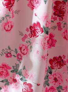 SHEIN Elladie kids 女孩青少年白色蕾丝领短袖花朵印花收腰荷叶边下摆连衣裙 - 彩色 - 查看 7