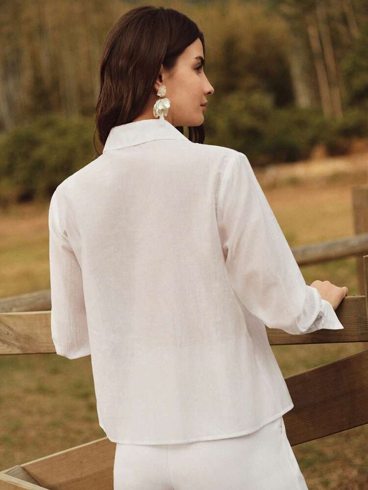 Women's Lace Applique Collar Loose Blouse, Festival Going Out