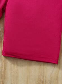 Set de 2 piezas de camiseta de manga corta con cuello redondo y estampado de flores y leggings casuales para niñas, versátil para uso diario y vacaciones de verano - Multicolor - Ver 5