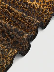 ROMWE Hippie Y2K 复古性感金属项链装饰深 V 豹纹闪亮露背吊带短款上衣