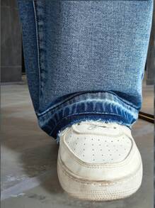 Tween Girls Street Style Distressed Loose Straight Wide-Leg Jeans - Medium Wash - View 8