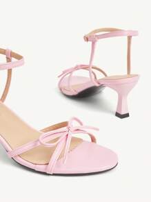 CUCCOO CHICEST Sandalias de tacón alto con correas y lazo de moda y versátiles para mujer en color vino tinto