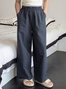 DAZY Tween Girl Geweven Geruite Casual Broek Huiskleding, Lente/Zomer, Terug naar School Kleding