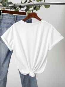 INAWLY Maglietta casual e comoda da donna, per primavera/estate, blusa con ricamo a fiocco