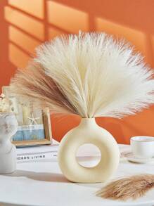 SHEIN 15Pcs Artificial Pampas Grass 55cm/21.65in Fluffy Faux Flower White, Beige, Brown Colored Artificial Reed Faux Pampas Grass Home Farmhouse Decor, Bohemian Decor, Artificial Flower Fake Pampas Decor, Vase Filler Room Decoration, Wedding Centerpieces, Valentine Day, Gift