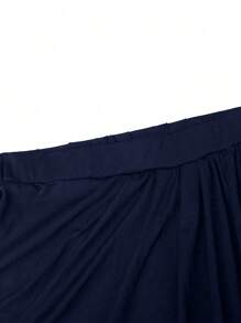 SHEIN Unity Plus Size Women Solid Color Pleated Elegant Pencil Skirt