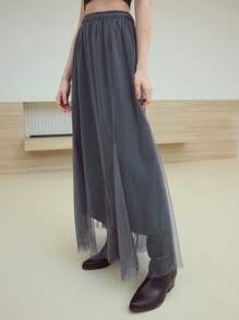 MOTF STUDIO MESH ZIPPER SKIRT - Coffee Brown - View 2