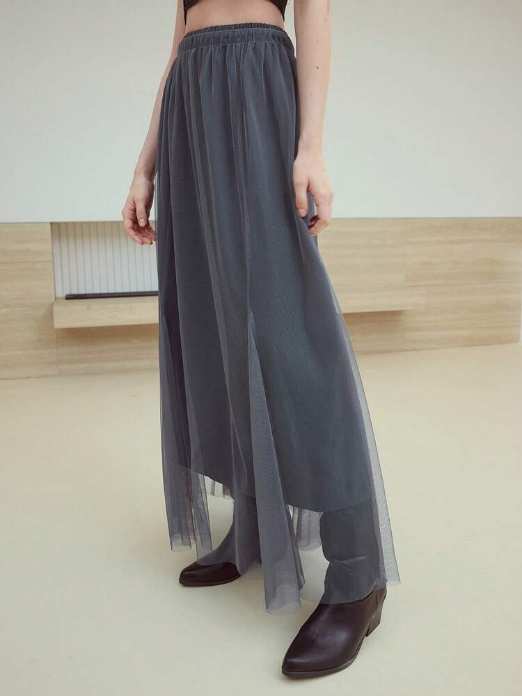 MOTF STUDIO MESH ZIPPER SKIRT