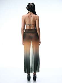 Swim EVENT 3pcs/Set Summer Beach Music Festival Unconventional Sexy Ombre Print Tie Bikini Set - Multicolor - View 2