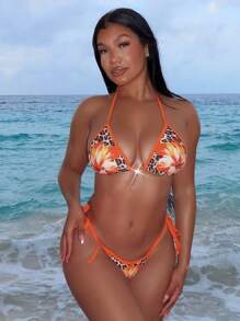 Vaytide Bộ bikini hai mảnh buộc dây bên hông in hoa mới dành cho nữ, trang phục đi biển mùa hè. - Nhiều màu - Xem 6