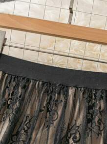 Rometta Exquisite & Elegant  Plus Size Women Boho Floral Lace Skirt, Elegant, For Summer - Black - View 3