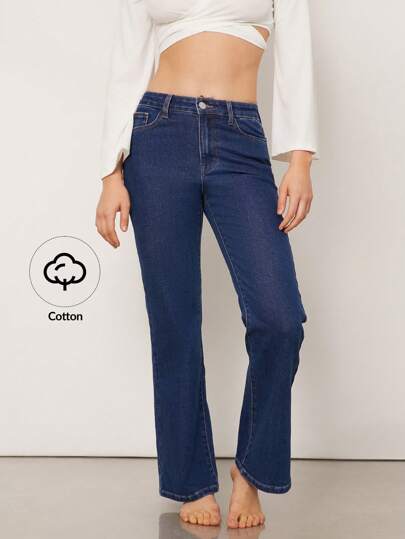 SHEIN Unity 高腰喇叭牛仔裤夏季修身裤 90 年代弹力牛仔裤舒适塑身西部音乐会音乐节优雅度假春假早午餐休闲音乐节服装女士