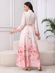 Graceveil Vestido con patrón, cinturón y cuello simulado