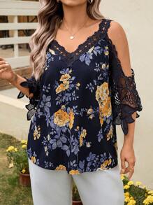 SHEIN LUNE Camisole con decorazioni in pizzo floreale, per completi estivi da cowgirl, abbigliamento donna per laurea, primavera ed estate, per vacanze in stile bohémien, completo pasquale - Multicolore - Visualizzare 3