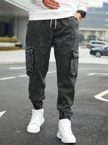 Manfinity Homme Men's Simple Fashionable Denim Jeans Suitable For Summer - Grey - View 5