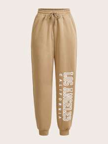 Chiquease Women's Letter Print Drawstring Waist Casual Jogger Pants Graduation,Back To School Outfits,Graduation,Teacher Outfits For Women,Back To School - Grey - View 8